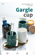 Creative Marbled Gold Plated Mouthwash Cup Couple Toothbrush Holder Bathroom Accessories Ceramic Mouthwash Cup Home