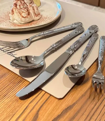 304 Stainless Steel Cutlery Set Silver Steak Knife Fork Spoon Houseuse Tableware Fruit Fork for Kitchen Dining Banquet Bar