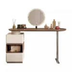 Modern white dressing table with LED mirror and storage drawers