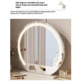 Modern cream dressing table with storage drawers and mirror in bedroom setting