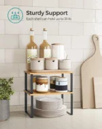 Simple Houseware Cabinet Organizer Shelf Kitchen Counter Shelves Kitchen Storage Spice Rack Stackable Metal and Engineered Wood - Image 34