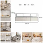 Modern Living Room Cabinet Modular Sideboard Storage Cabinets Combination TV Stand for Customizable Steel Frame Wood  Furniture - Image 10