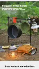 Aluminum Outdoor Camping Cookware Set, With Mesh Bag Folding Cookset Camping Kitchen Cooking Teapot and Pans Equipment