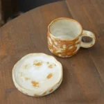 Japanese Ceramic Coffee Mug Saucer Vintage Stoneware Breakfast Oat Mug Creative Afternoon Camellia Flower Tea Cup Home Water