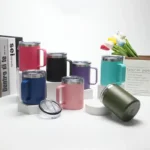 12oz Stainless Steel Mug with Handle Insulated Coffee Cup Insulated Tumbler Sliding Lid Gift for Camping, Office, Home,