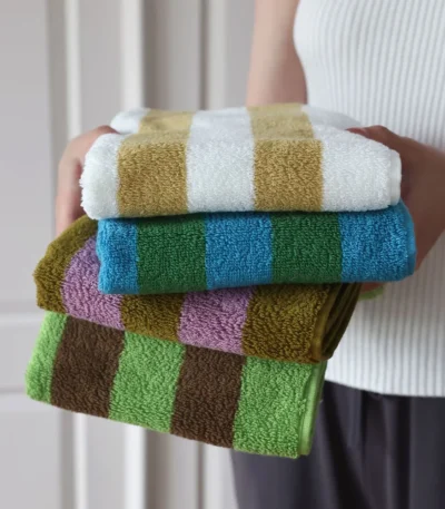 Retro Striped Pure Cotton Beach Bath Towel Absorbent Bathroom Towel Home Hotel Outdoor Comfortable Towels Hand Towel Ladies