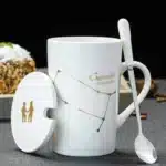 12 Constellations 420 Ml Ceramic Mugs Creative Mugs With Spoon Lid Black Mug New Bone China Coffee Cup Drinkware Couples