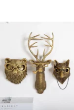 Wall Decoration Resin Imitation Copper Animal Deer Head Wall Storage Hook Wall Hanging Indoor Fireplace Office Decor