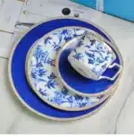 European Klein blue hibiscus bone porcelain plate ins wind European household high-end tableware housewarming gift box