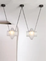Italy New Designer Luxury Glass LED Pendant Lamp Living Room Bedroom Bar Restaurant Leather Chandelier Interiordecor