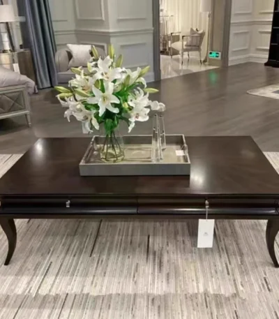 Minimalist coffee table with metal frame in a modern living room setting, Goldoma