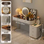 Modern dressing table with mirror and two drawers in white painted finish for bedroom use