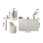 LED dressing table for bedroom with mirror, drawers, and stool - Goldoma