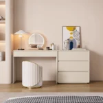 White modern dresser with 6 drawers – minimalist solid wood bedroom storage furniture