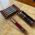For JINHAO MAJOHN HONGDIAN Bamboo Fountain Pen Holder Desktop Display Rack Wooden Pen Stand Office School Supplies