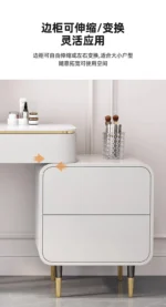 Goldoma Modern Vanity Table with Mirror and Stool – side view