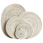 Rope Woven Thermal Insulation Placemat, Home Kitchen Cotton Meal Mat, Dining Table Decor, Cup Coaster, Pot Pad, Europe,