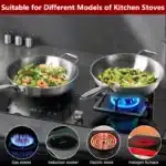 Tri-Ply Stainless Steel Wok Pan 12.6 Inch Stir-Frying Pan Induction Cooking Pan Dishwasher and Oven Safe with Auxiliary