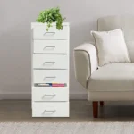 6 Drawer File Cabinet with Lock, Vertical Filing Storage Cabinets with Wheels Metal Rolling Organizer for Home Office Study