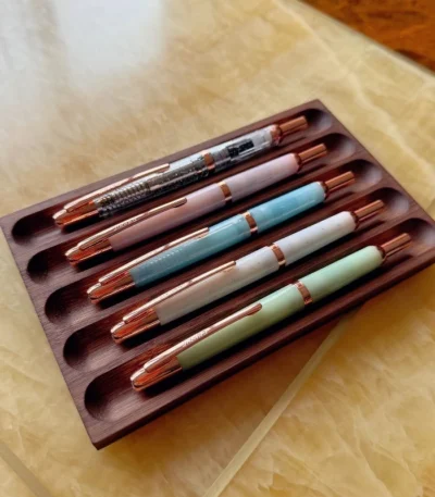 For JINHAO MAJOHN HONGDIAN Bamboo Fountain Pen Holder Desktop Display Rack Wooden Pen Stand Office School Supplies Stationery