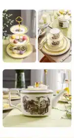 Nordic retro European tableware porcelain plates cups saucers pots high-end luxury sets creative home gifts – base detail