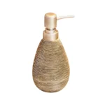 Mouthwash cup with a rustic rim, placed beside the toothbrush holder.