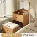 Compact LED Makeup Vanity Desk with Stool and Mirror – top view
