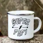 Super Papy Print Mugs Creative Coffee Cups Drink Water Tea Camping Cup Enamel Mug Outdoor Home Handle Drinkware Gift for