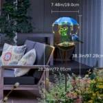 Outdoor Solar Frog Figurine Lights with Umbrella Solar Bird Feeder Frog Garden Decor Hummingbird Feeder Decorative Path
