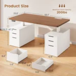 Electric Standing Desk with 6 Drawers, 55" Adjustable Stand up Desk with Storage, Computer Desks with Power Outlets,