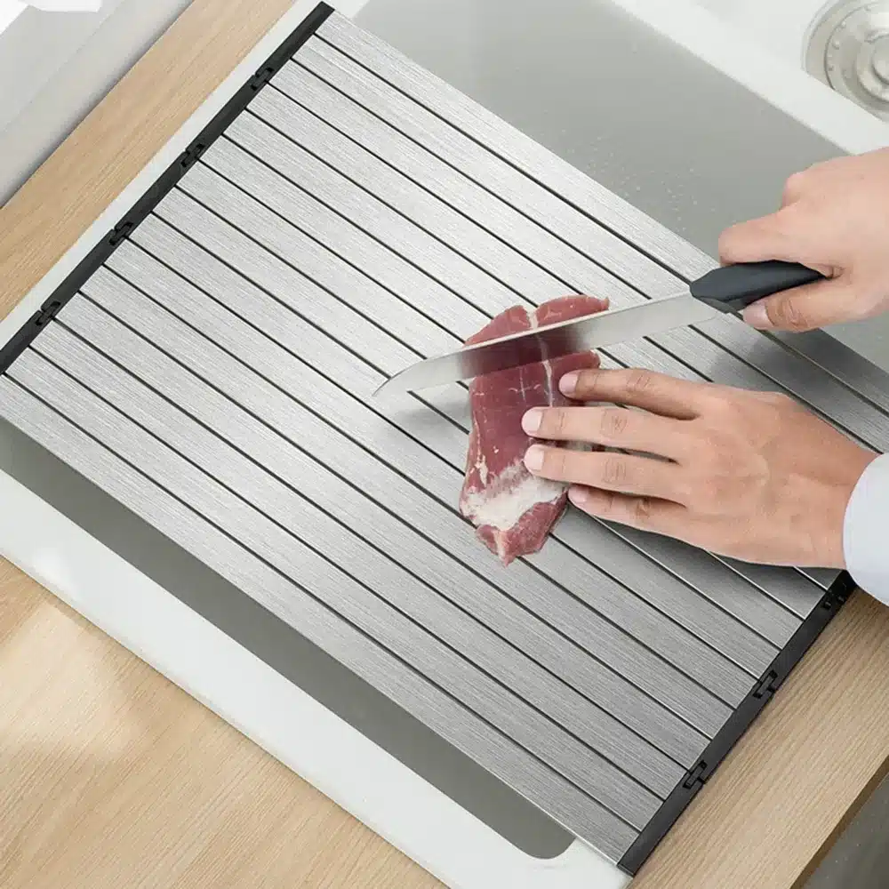 304 Stainless Steel Dish Drainer Roll Up Dish Drying Rack Shelf Folding Cutting Board Sink 304 Stainless Steel Dish Drainer Roll Up Dish Drying Rack Shelf Folding Cutting Board Sink Washbasin Chopping Board Kitchen