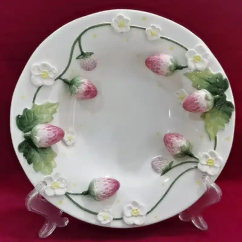 Strawberry Series Relief Ceramic Tableware Dim Sum Plate