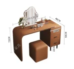 modern extendable dressing table with mirror and stool in a bedroom