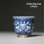 Chinese Jingdezhen Blue and White Porcelain Tea Cup, Small Tea Bowl, Ceramic Teacup, Coffee, Beer, Wine Mug, Household