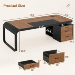70.9" Executive Desk, Large Computer Desk with Drawers and Lateral File Cabinet, Office Desk with Removable, Customized