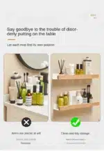 Beech wood bathroom storage rack wall mounted light luxury living room non perforated bathroom storage rack bathroom shelf