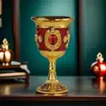European Gemstone Rose Metal High Footed Wine Cup Wedding Toast Cup Household Wine Glass Holiday Gift – in a cozy room