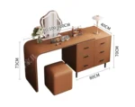modern extendable dressing table with mirror and stool in a bedroom