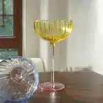 Colorful Glass Vertical Stripes Petal Shaped Glasses Goblet Grape Wine Glass Red Wine Glass Dessert Glass Bowl