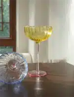 Colorful Glass Vertical Stripes Petal Shaped Glasses Goblet Grape Wine Glass Red Wine Glass Dessert Glass Bowl