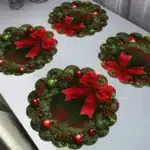 4PCS Round Christmas Placemat Cartoon Santa Claus Wreath Snowflake Xmas Placemat Merry Christmas Decor 2025 Happy New Year