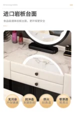 Modern dressing table with mirror and stool in a minimalist bedroom setup