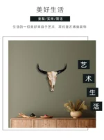 Creative 3D Longhorn Cow Skull Head Ornament Wall Hanging Resin Animal Statue Crafts Home Office Decor Retro Bull Skull