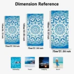 Vibrant summer travel beach towel with palm tree print, laid on sandy shore