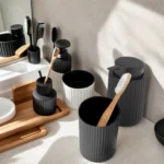 Hand Foaming Bottle with Toothbrush Cup Strip Design Bathroom Countertop Hand Washing Foaming Dispenser Bottle – base detail