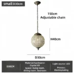 Vintage Crystal Pendant Light Luxury Copper Chandelier for Living Room Villa Dining Room Home Decoration Hanging Lamp
