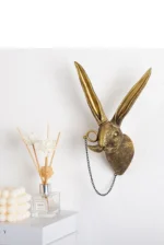 Wall Decoration Resin Imitation Copper Animal Deer Head Wall Storage Hook Wall Hanging Indoor Fireplace Office Decor