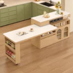 Nordic style minimalist dining table with elegant vintage wood finish