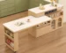 Nordic minimalist extendable dining table with solid wood top and black metal legs in a bright dining room