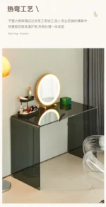 Minimalist vanity desk with drawers and mirror - Goldoma modern dressing table with stool